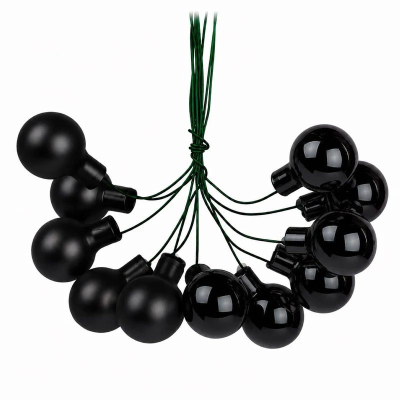 Weihnachtsdekoration Spiegelbeeren Weihnachtskugeln aus Glas 2 cm Silber / Schwarz | 12 Stück