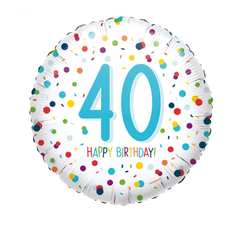 18" Runder Folienballon "Confetti Birthday" Ø43cm | Zahl