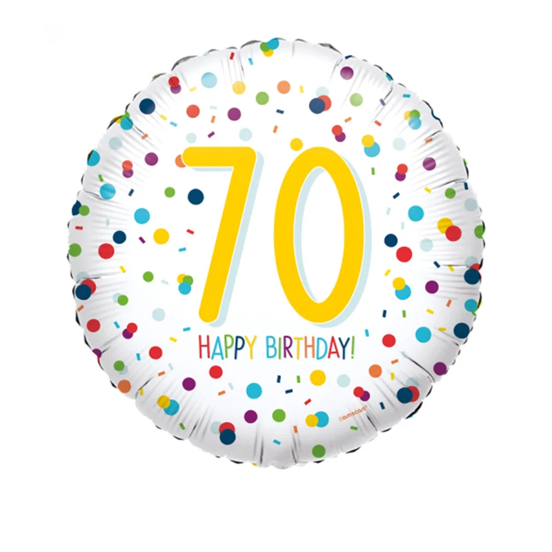18" Runder Folienballon "Confetti Birthday" Ø43cm | Zahl