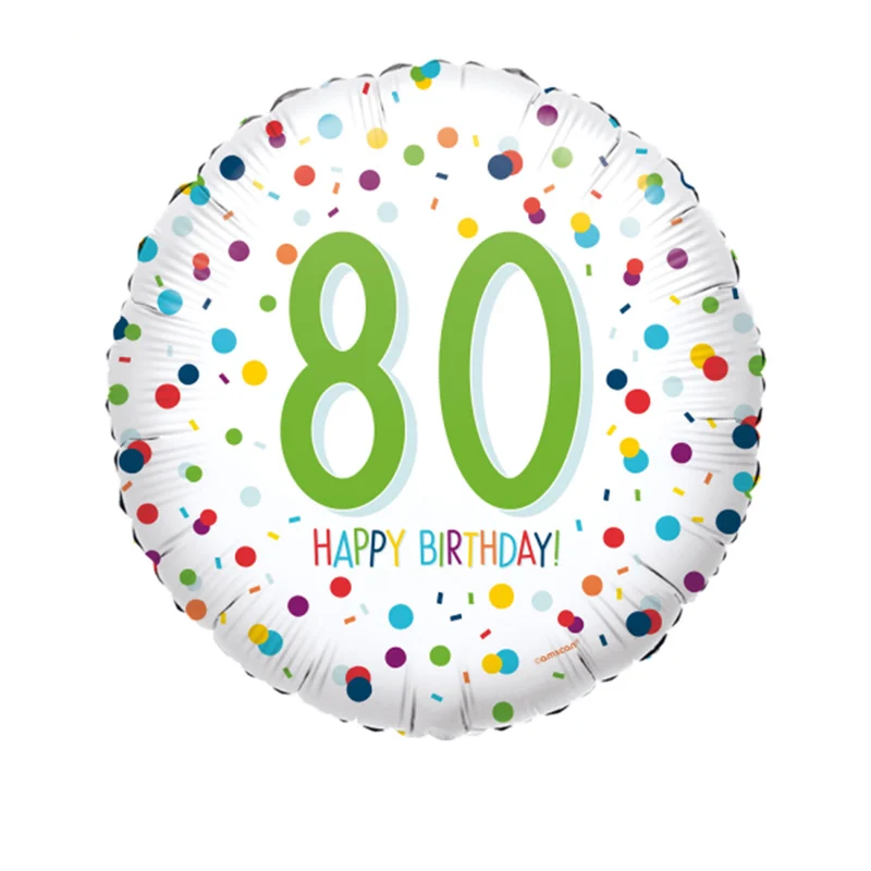18" Runder Folienballon "Confetti Birthday" Ø43cm | Zahl