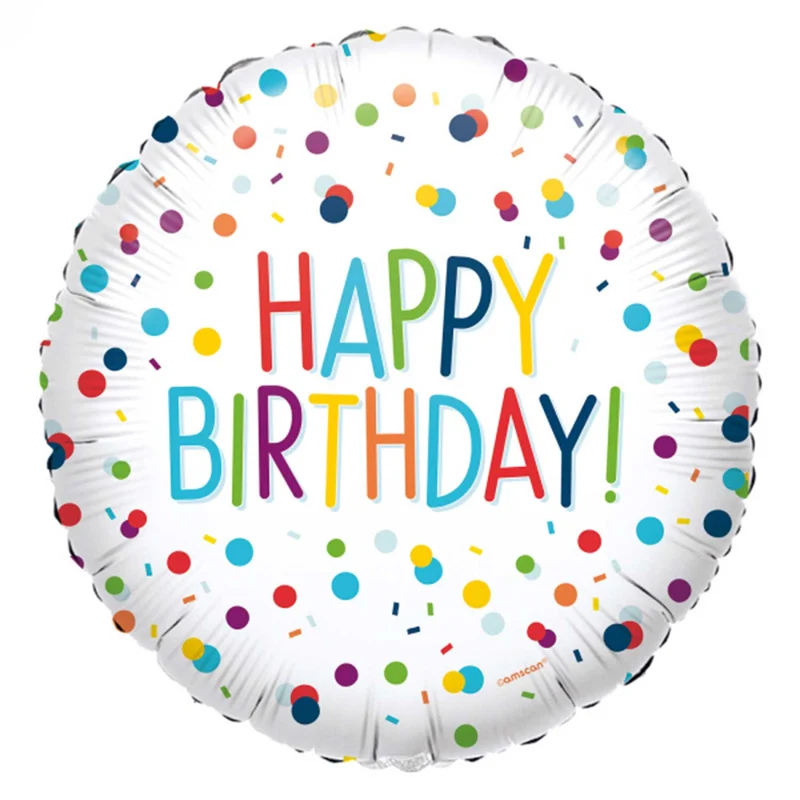 18" Runder Folienballon "Confetti Birthday" Ø43cm | Zahl