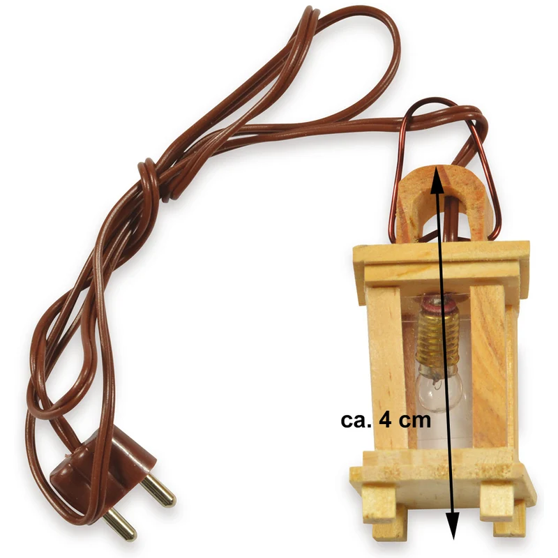 Holz Laterne für Weihnachtskrippe 4 cm - 4,5V | 78221 - Krippen Beleuchtung Zubehör