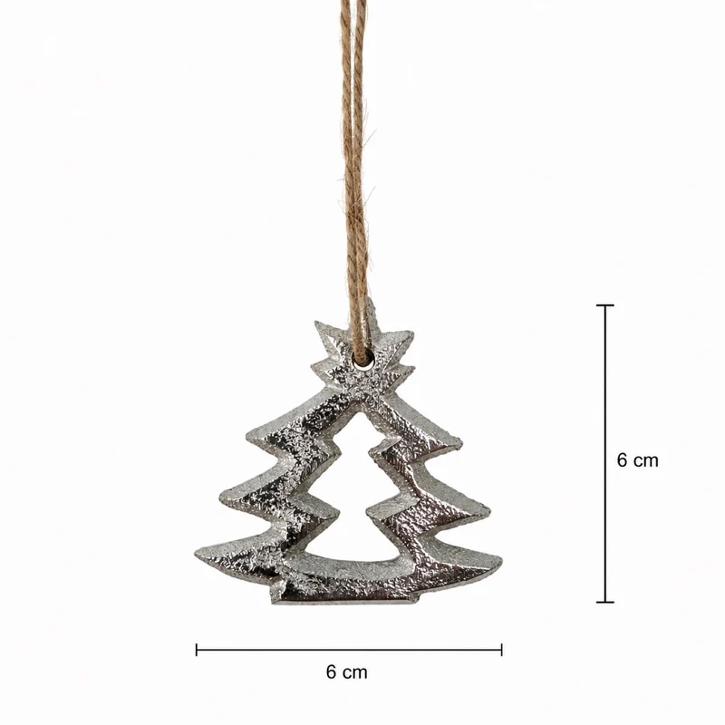 Weihnachtsdekoration Tannenbaum Silber Baumschmuck Anhänger | 6 x 6 cm