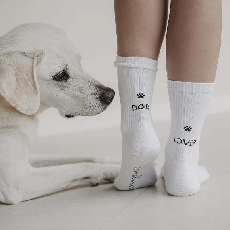 Eulenschnitt Socken Dog Lover weiß Größe 43-46