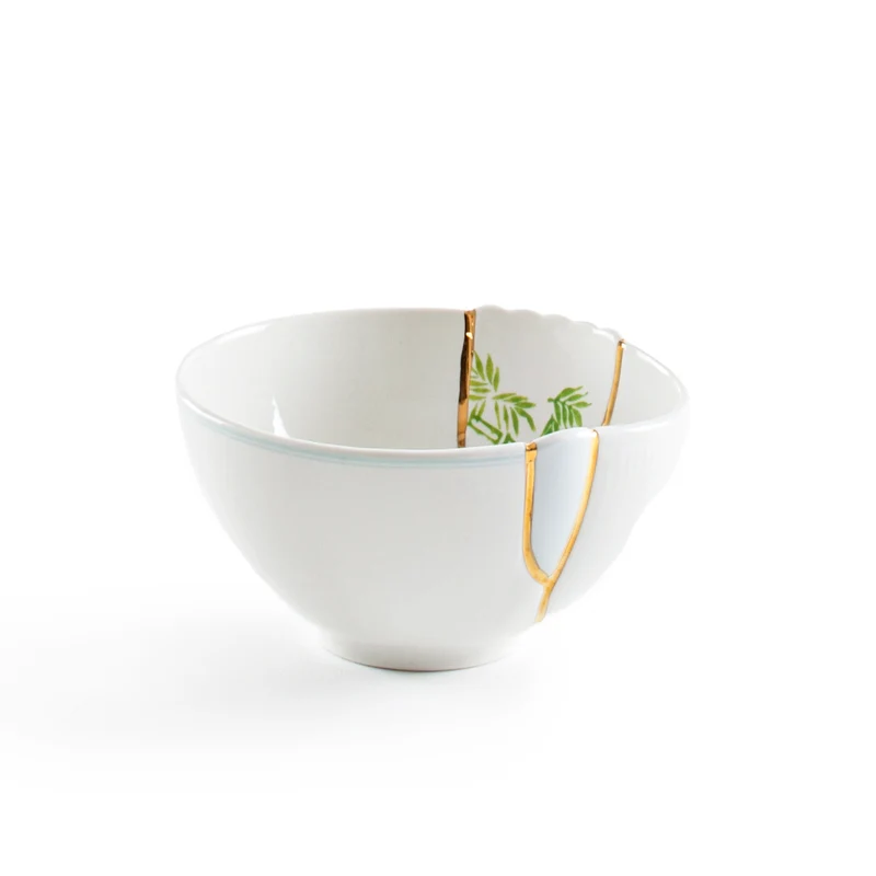Schale KINTSUGI 2er-Set , Porzellan mit Goldverzierung Ø11,5×6cm
