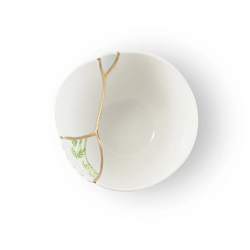 Schale KINTSUGI 2er-Set , Porzellan mit Goldverzierung Ø11,5×6cm