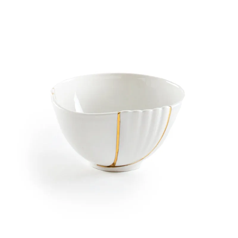 Schale KINTSUGI 2er-Set , Porzellan mit Goldverzierung Ø11,5×6cm