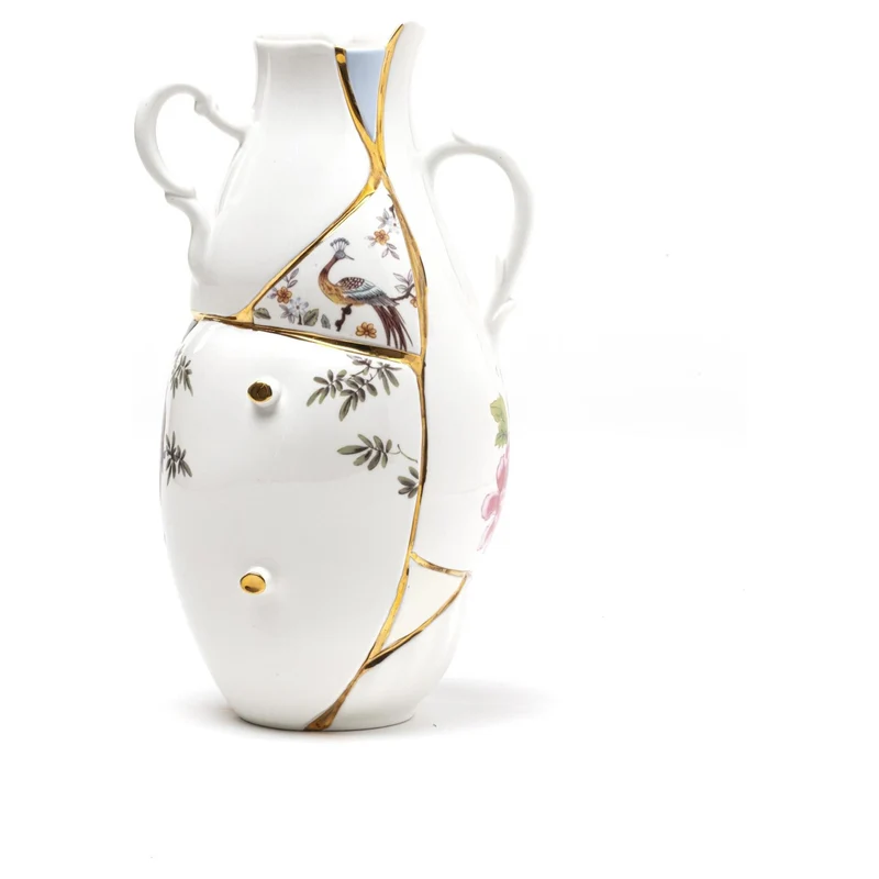 Vase KINTSUGI, Porzellan und Gold 19x16x32cm