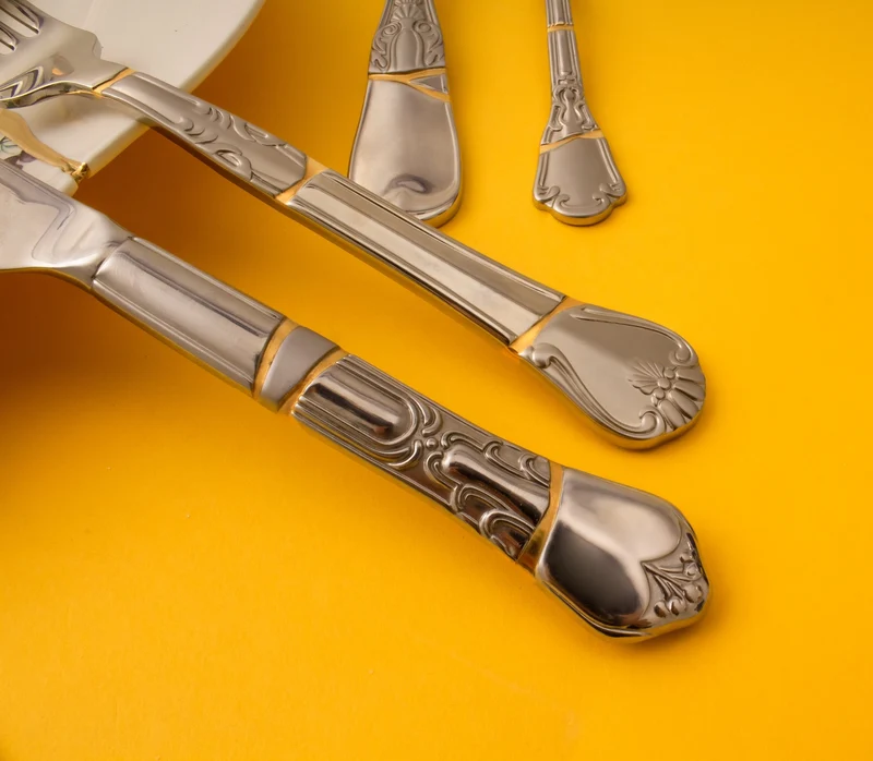 KINTSUGI Besteck-Set, Edelstahl und Gold, 4-teilig