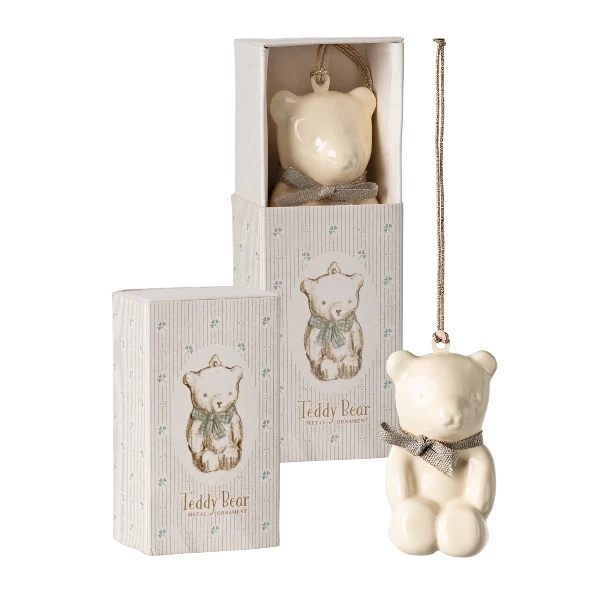 Maileg TEDDYBÄR Anhänger weiß blau Metall-Ornament ca. 6,5x3x2,5 cm | 1 Stück