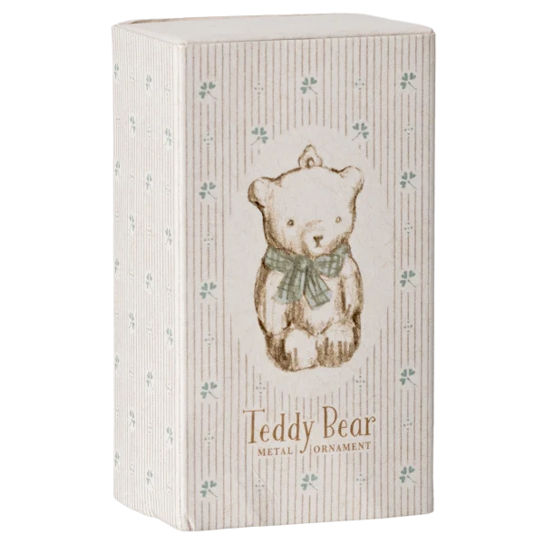 Maileg TEDDYBÄR Anhänger weiß blau Metall-Ornament ca. 6,5x3x2,5 cm | 1 Stück