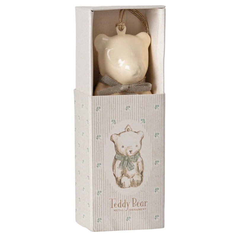 Maileg TEDDYBÄR Anhänger weiß blau Metall-Ornament ca. 6,5x3x2,5 cm | 1 Stück