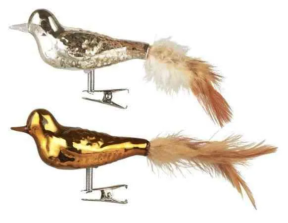 Vogel GOLD mit Feder + Clip ca. 15,5 cm Advent Baumschmuck Coll. Stillenat 1 Stück ☆ IB LAURSEN