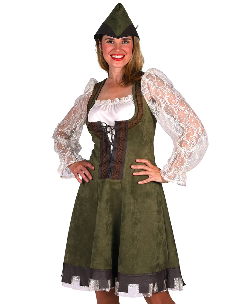 Robin Hood Kostüm für Damen - Wildlederlook | Kurzes Kleid Lady Marian