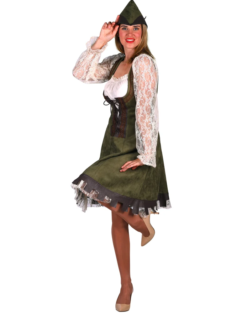 Robin Hood Kostüm für Damen - Wildlederlook | Kurzes Kleid Lady Marian