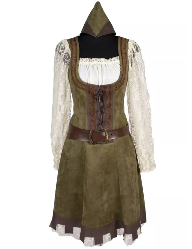 Robin Hood Kostüm für Damen - Wildlederlook | Kurzes Kleid Lady Marian