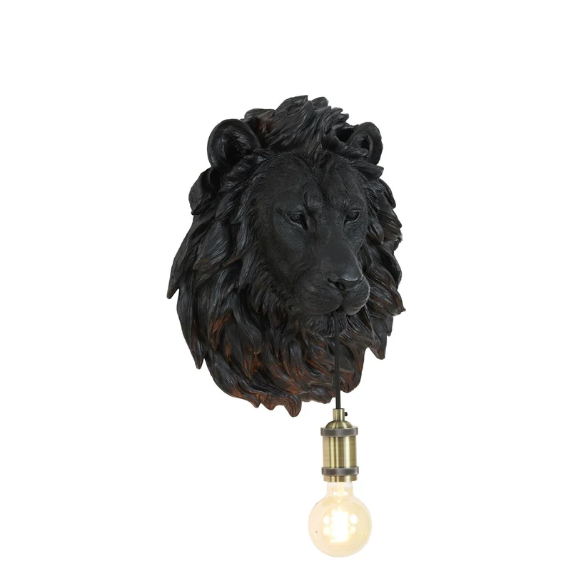 Wandleuchte LION Matt Schwarz 33,5x19x40,5cm