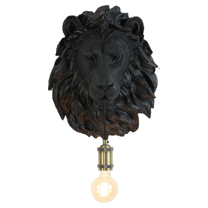 Wandleuchte LION Matt Schwarz 33,5x19x40,5cm