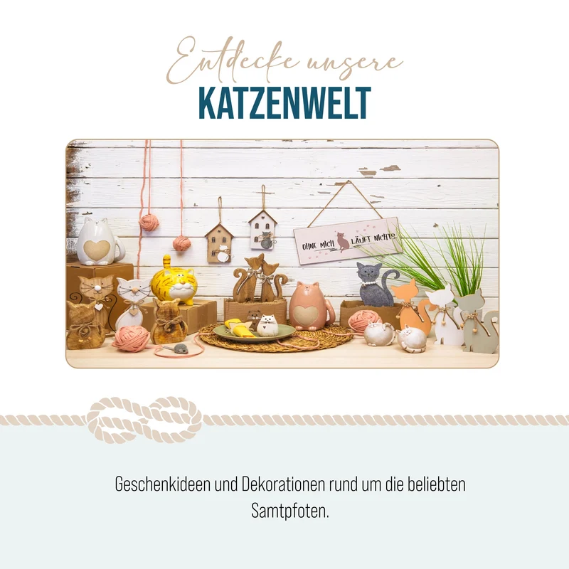 Kleine schwarze Katze 18 cm schwarz weiß - zum Stellen