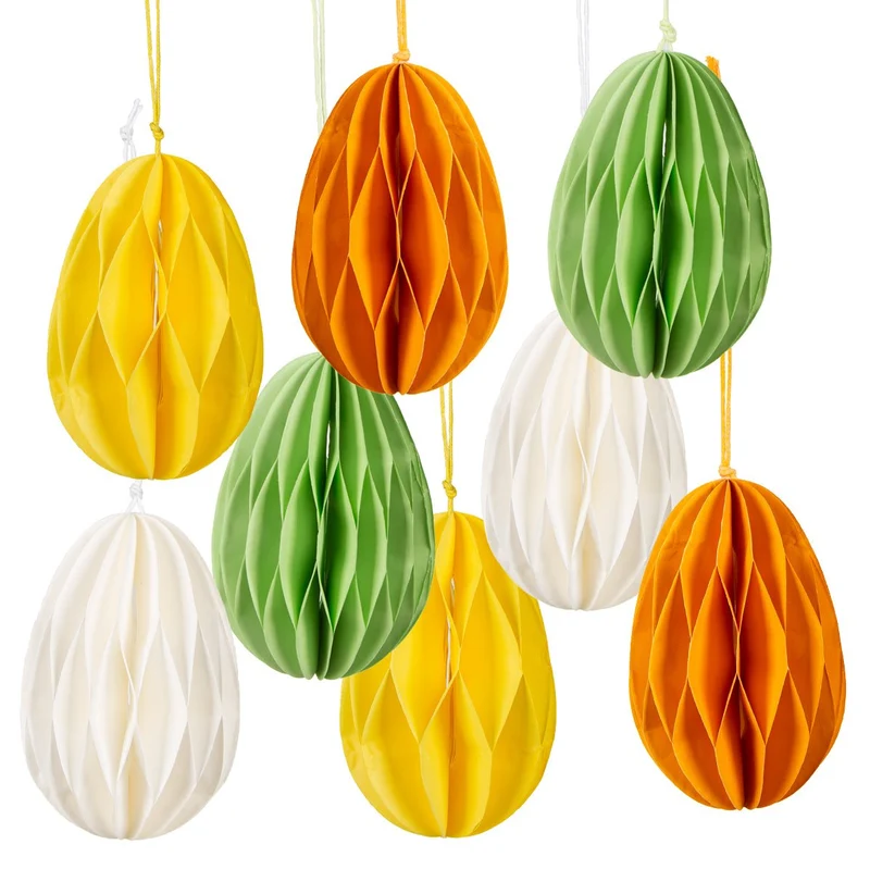 8 Bunte Ostereier Honeycomb Waben Eier Osterdeko 10 cm