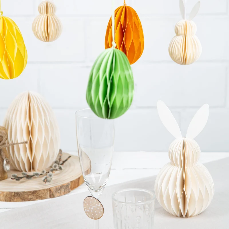 8 Bunte Ostereier Honeycomb Waben Eier Osterdeko 10 cm