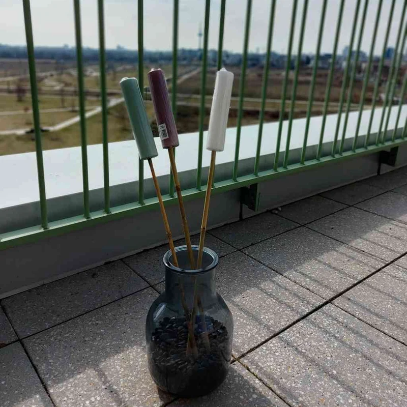 Outdoorkerzen 3er Set flieder, weiß und grün TORCH Gartenkerzen am Bambusstab