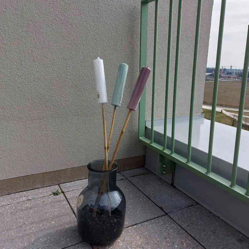 Outdoorkerzen 3er Set flieder, weiß und grün TORCH Gartenkerzen am Bambusstab