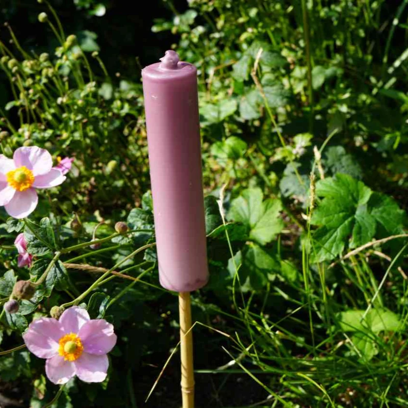 Outdoorkerzen 3er Set flieder, weiß und grün TORCH Gartenkerzen am Bambusstab