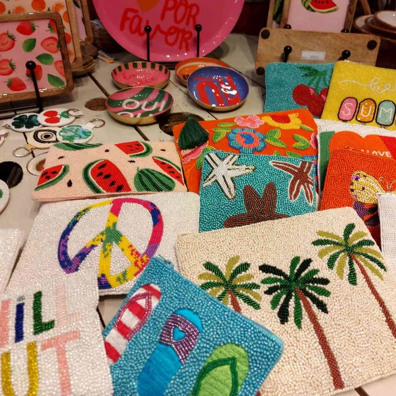 Untersetzer 4er Set rund ca. 10,5 cm SUMMER COASTER Glasperlen Handmade