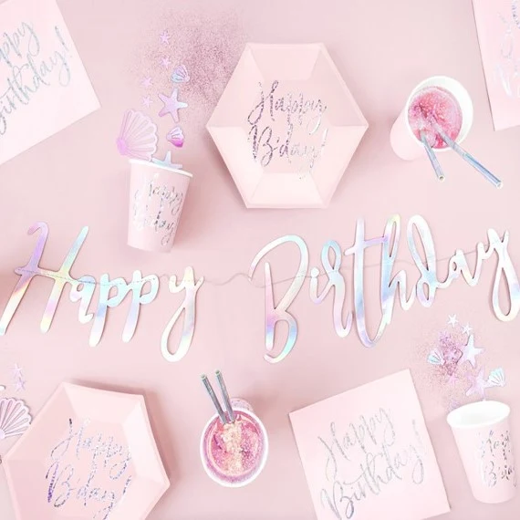 Girlande Happy Birthday irisierend