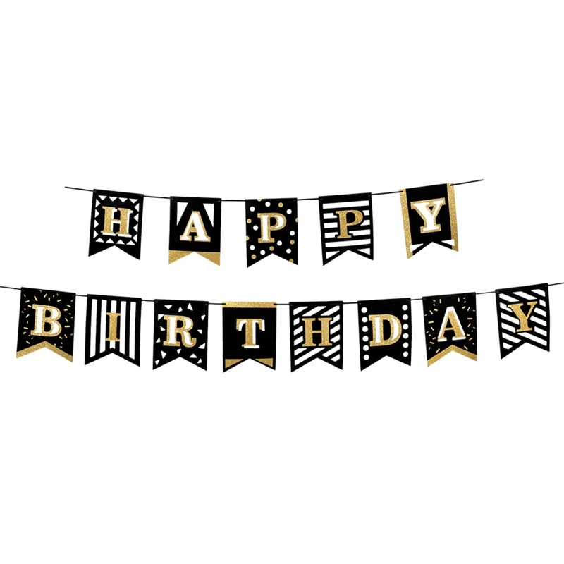"Party time" Girlande Happy Birthday 2x2 m | Gold
