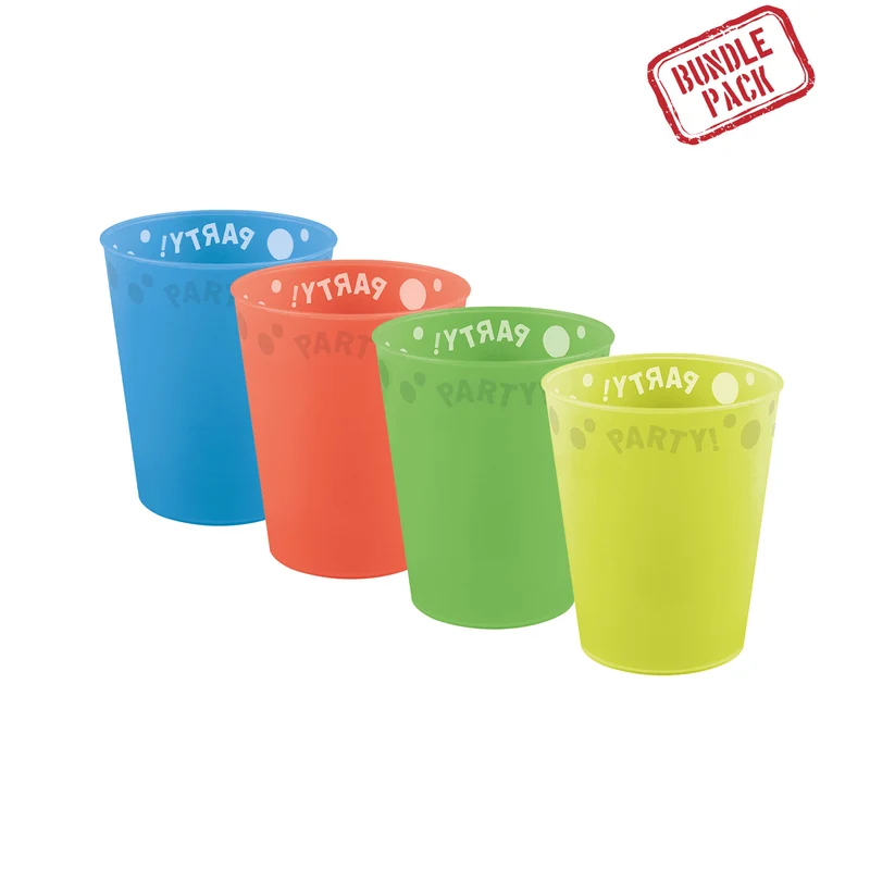 Mehrweg Becher 250 ml | 4 Stück Multicolor