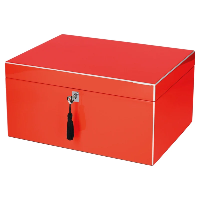 Schmuckbox TANG L in Rot mit Schloss 31x15x23cm