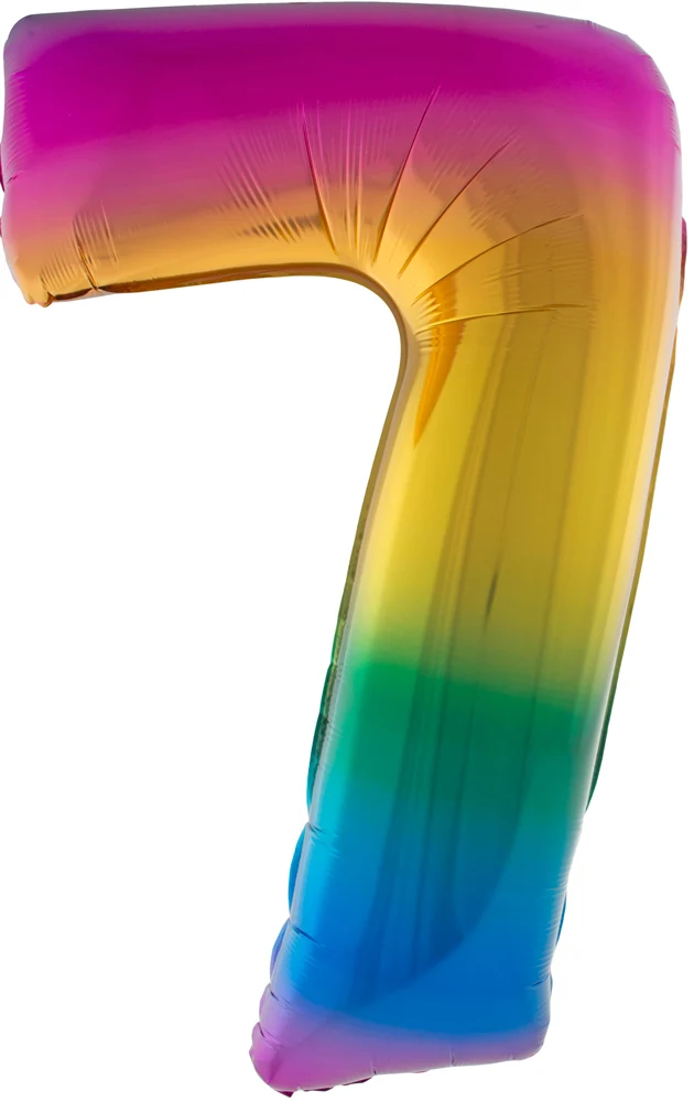 XXL Zahlen Folienballon 100 cm - Regenbogen 7