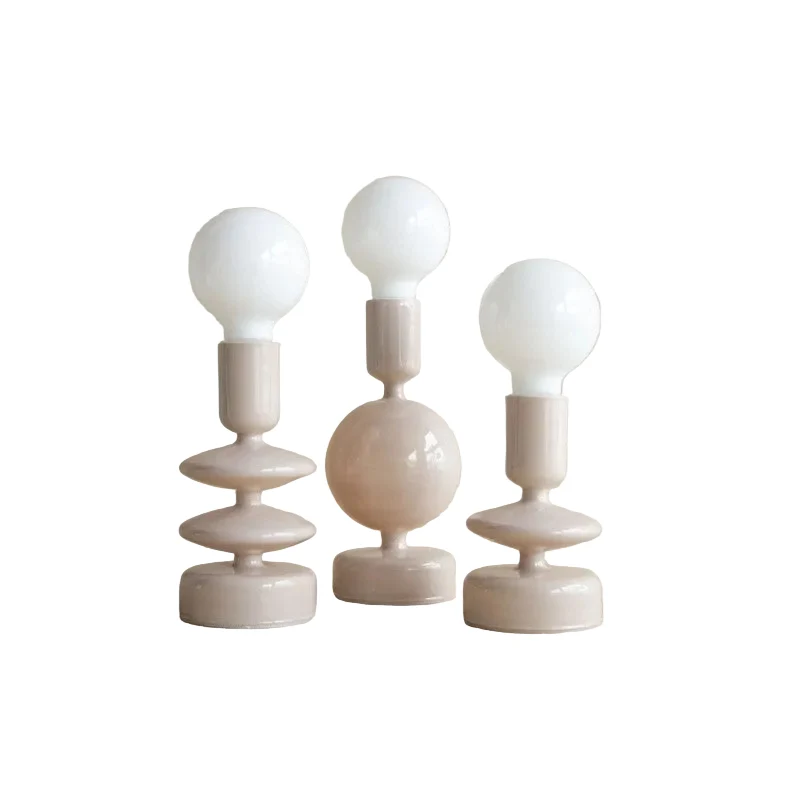 Tischleuchte LED beige Glas EVAA-M ca. 27 cm Dekoleuchte Batteriebetrieb 3xAA
