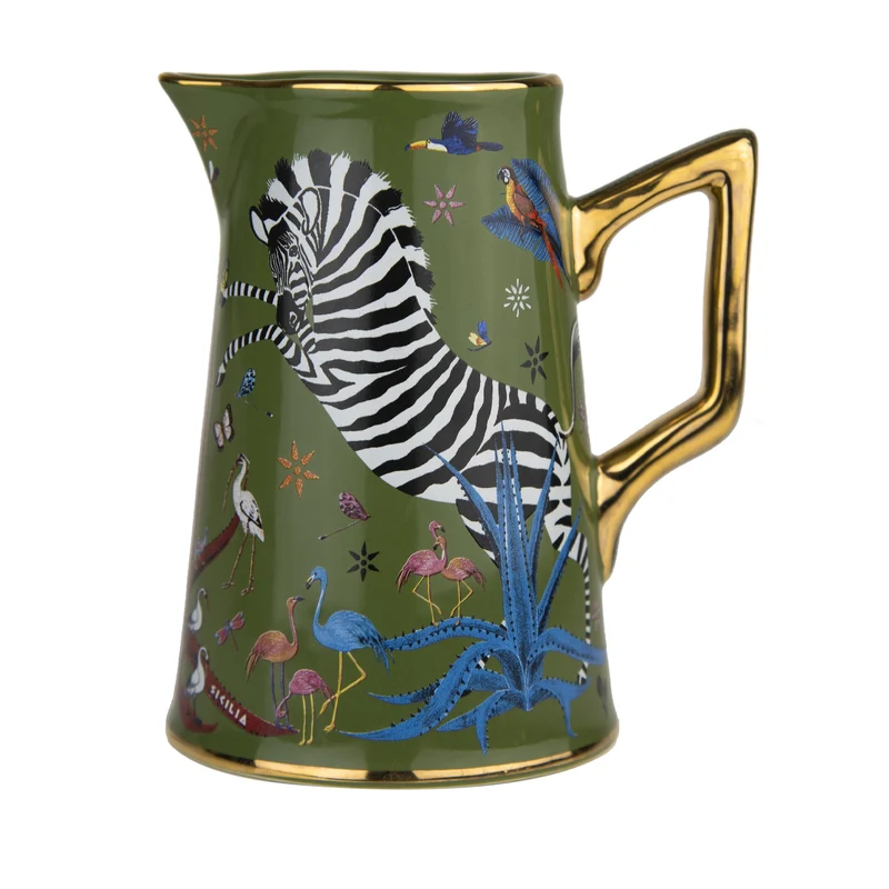 Kleine Karaffe „Jug Ceramic Grün“ Jungle-Motiv