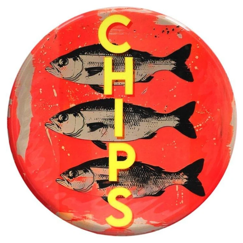 Dekotablett LOVE TRAYS Motiv: Fish & Chips, Rot ø31cm