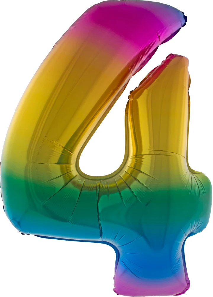 XXL Zahlen Folienballon 100 cm - Regenbogen 4