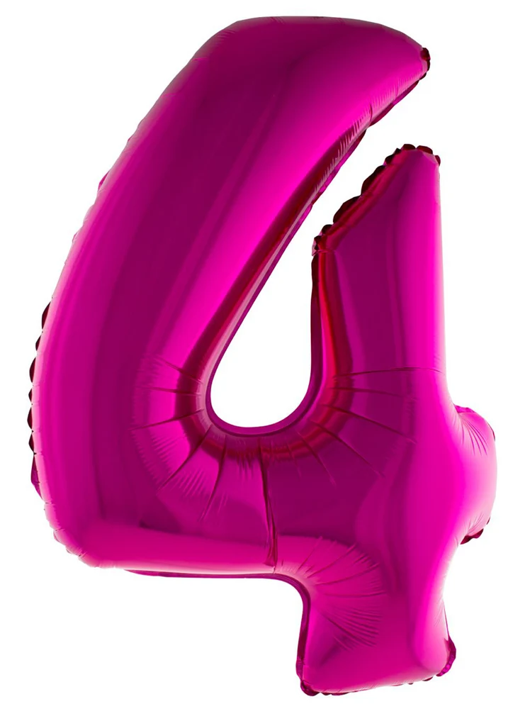 XXL Zahlen Folienballon 100 cm - Pink Zahl 4