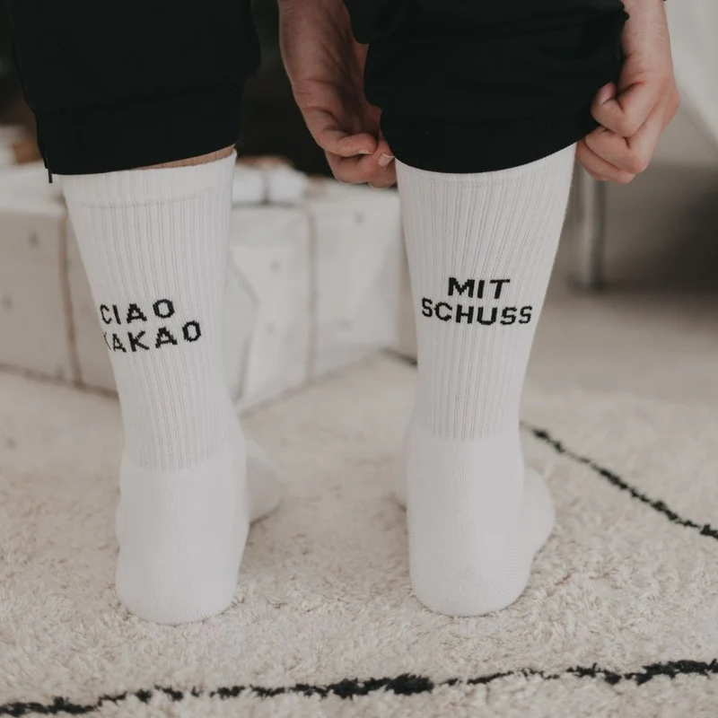 Eulenschnitt Socken weiß Mit Schuss 43-46