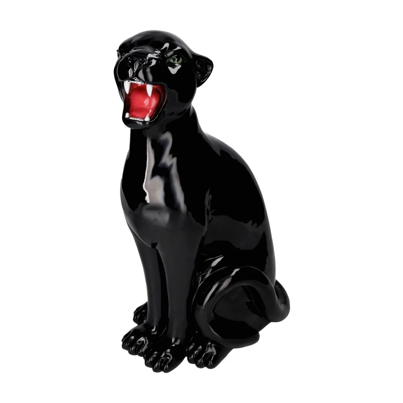 Dekofigur WILDCAT LEOPARD M in Schwarz, 20x51x33cm