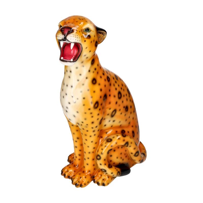 Dekofigur WILDCAT LEOPARD M in Orange, 20x51x33cm