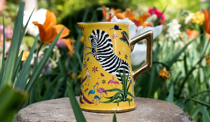 Kleine Karaffe „Jug Ceramic Sahara“ Jungle-Motiv