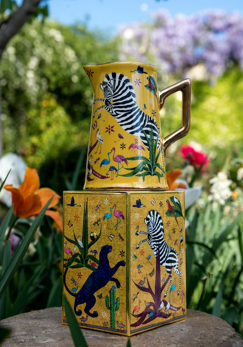 Kleine Karaffe „Jug Ceramic Sahara“ Jungle-Motiv