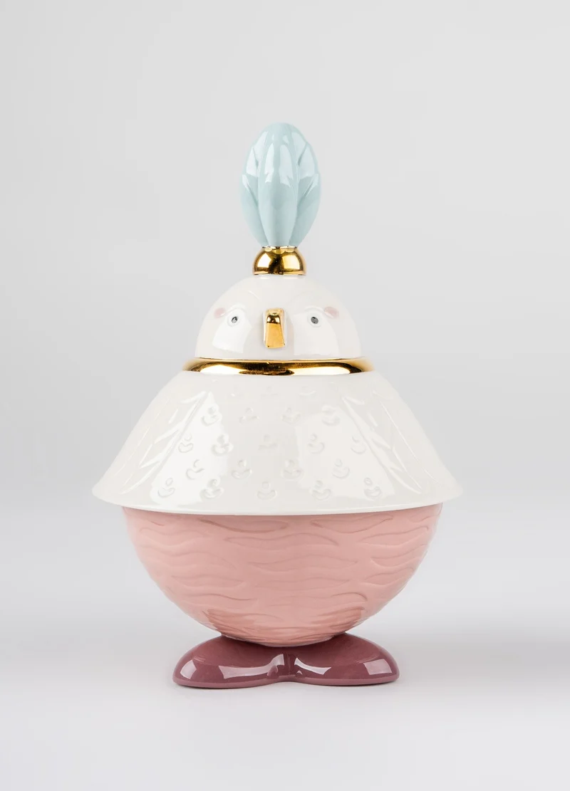 Porzellan-Zuckerdose aus der KAWKI Kollektion in Weiß und Rosa