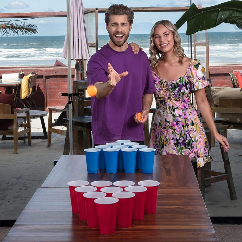 Party Trinkspiel "Beer Pong" | 22 Becher + 4 Bälle