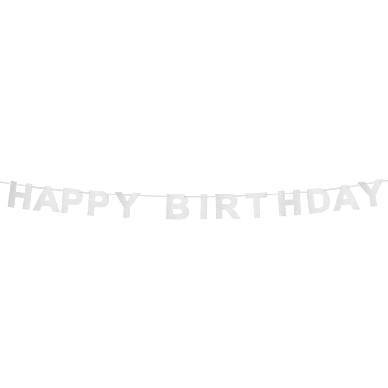 Happy Birthday Glitzer Buchstabengirlande 2,25 m | Silber
