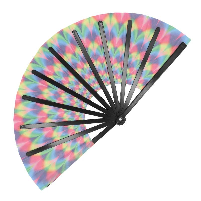 XL Handfächer "Rave Rush" 64cm | UV Regenbogen
