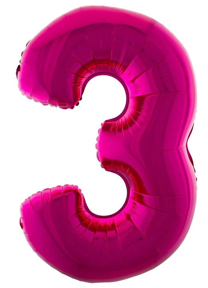XXL Zahlen Folienballon 100 cm - Pink Zahl 3