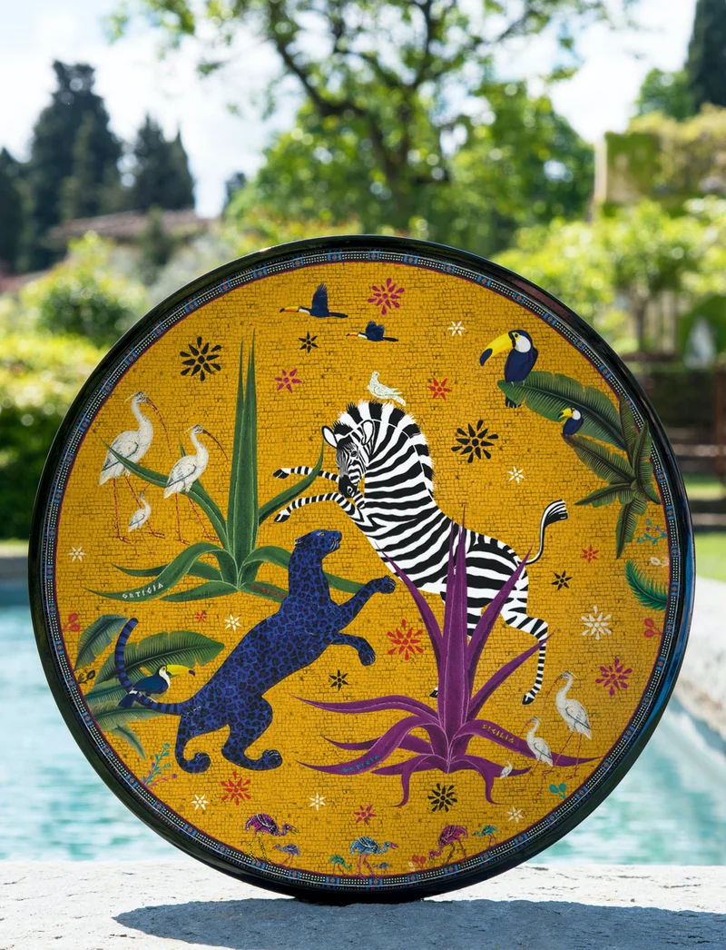 Rundes Lacktablett „Jungle Sahara“ Ø40 cm